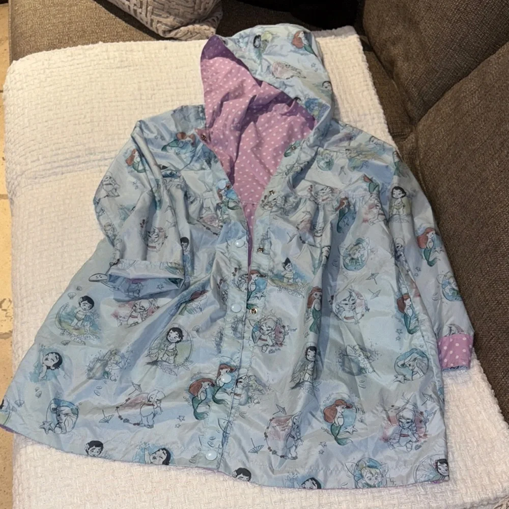 Gently Loved Disney Reversible Raincoat Animators Collection Hooded Jacket